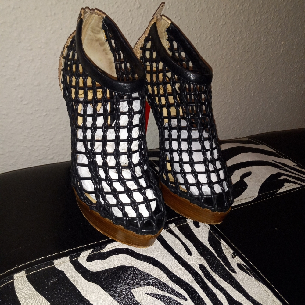 Christian Louboutin Net Platform Caged Booties - image 1